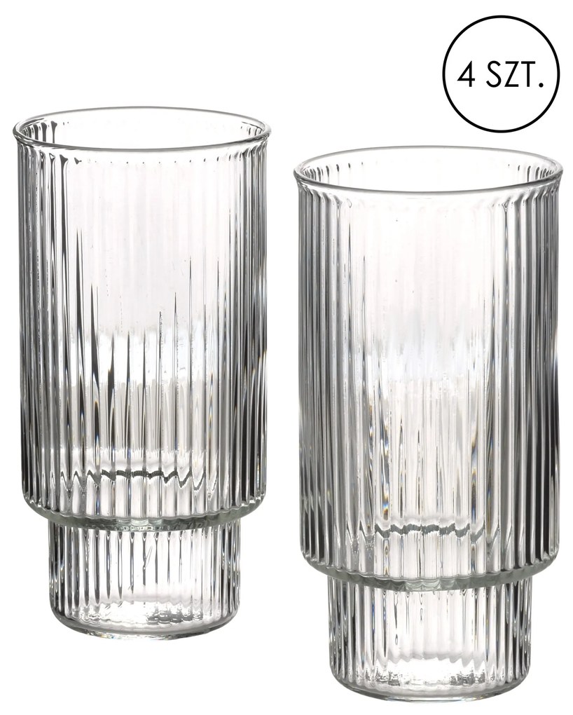 Sada 4 ks sklenic ELLA STRIPES 400 ml čirá