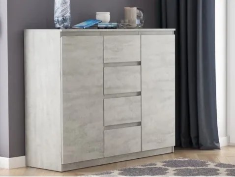 Široká komoda so 4 zásuvkami Carlos, šedý betón, 120 cm%