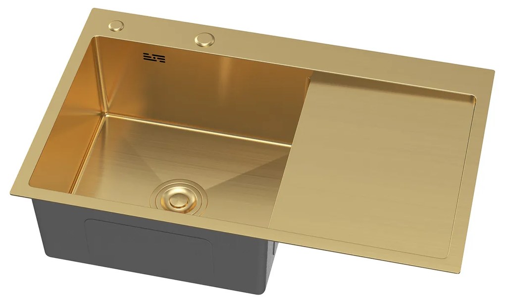 Erga HD, 1-komorový oceľový drez 780x490x210 mm, pravý, zlatá, ERG-MLS-HD7849RG