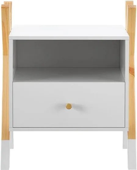 Detský nočný stolík, biely so zásuvkou a policou