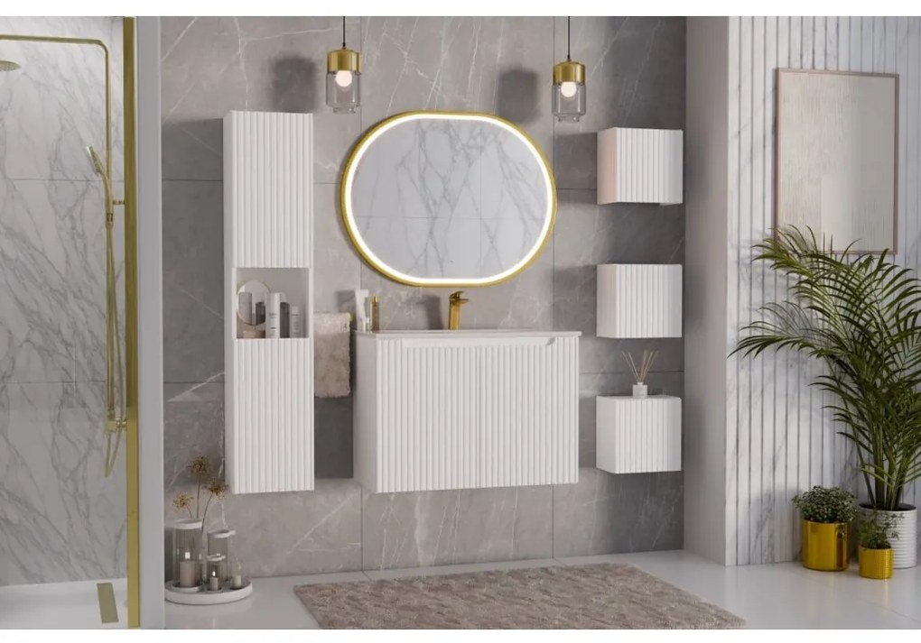 Závesná skrinka s košom na bielizeň Nova White 40 cm biela