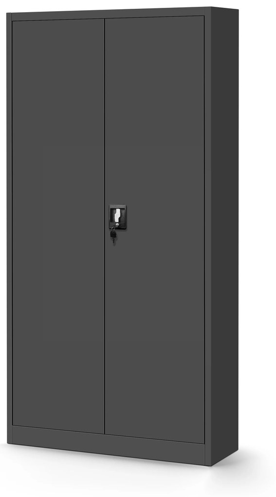 Kovová spisová policová skriňa s dverami a osobnou skrinkou TOMASZ, 900 x 1850 x 450 mm, antracitová