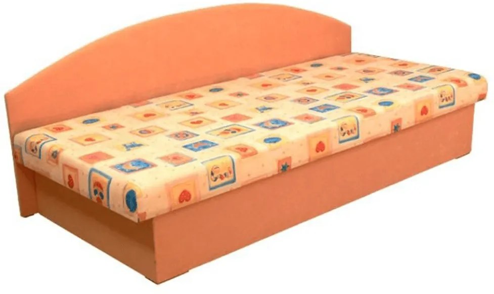Celočalúnená váľanda s molitánovým matracom, oranžová/vzor, EDVIN 03