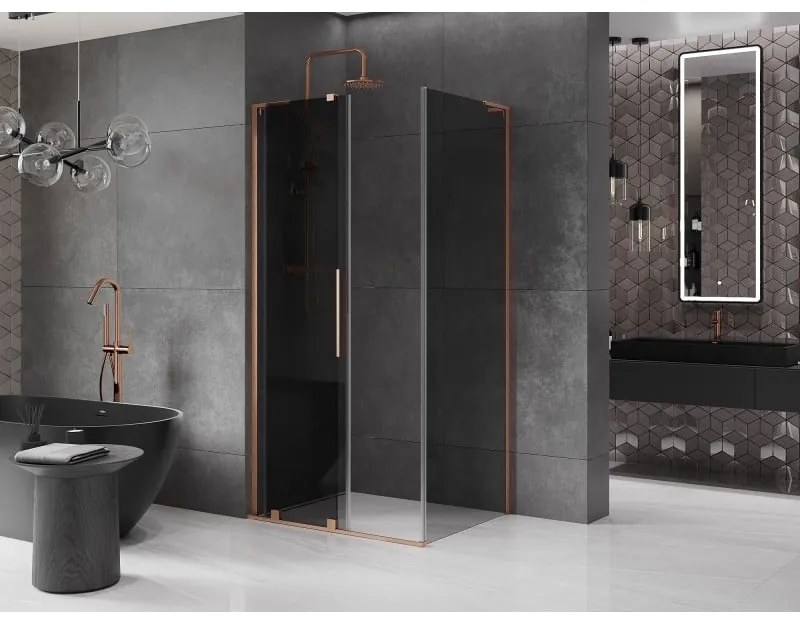 Mexen Velar L, sprchový kút s posuvnými dverami 100 x 80 cm, 8mm šedé sklo, medená matná, 871-100-080-43-65