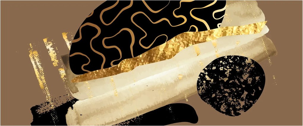 Obraz - Abstrakcia golden brown N⁰3 (120x50 cm)