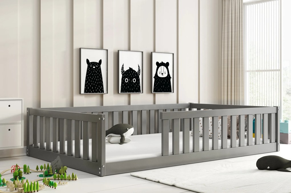 Široká posteľ BELLA SIMA 120×200 cm Montessori – grafitová