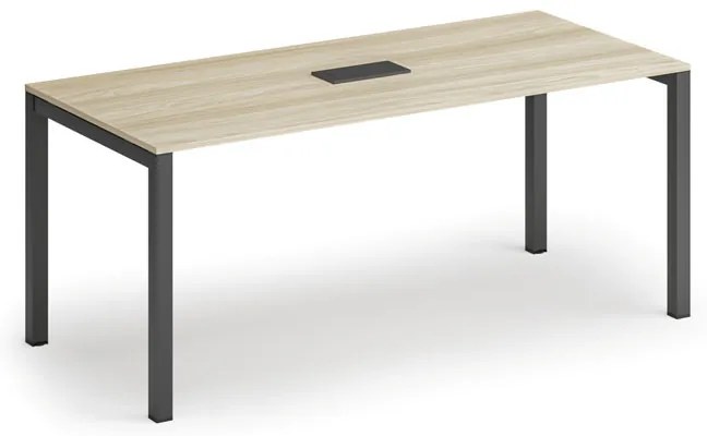 Rokovací stôl PRIMO SQUARE, 180x80 cm, dub prírodný + stolová zásuvka TYP II, čierna