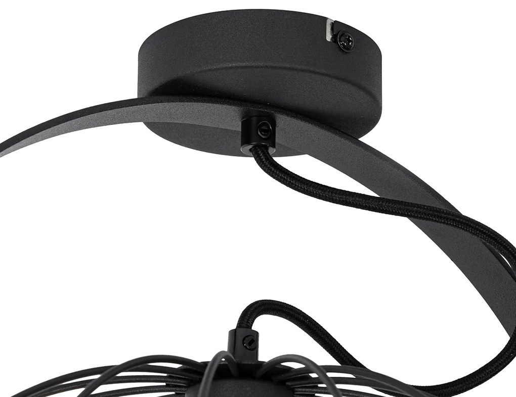 Priemyselné stropné svietidlo čierne 35 cm nastaviteľné - Hanze