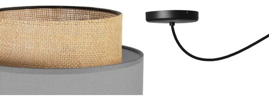 Závesné svietidlo Boho Spider, 1x jutové/sivé textilné tienidlo