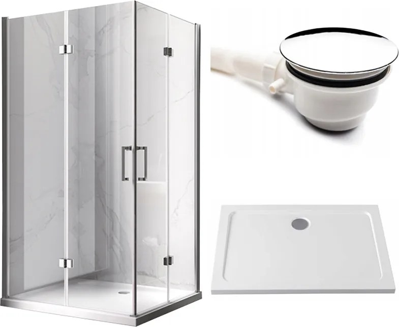BPS-koupelny Obdĺžnikový sprchovací kút HYD-OK13A 100x90 chróm/transparent + vanička HYD-OSV-ST04A biela