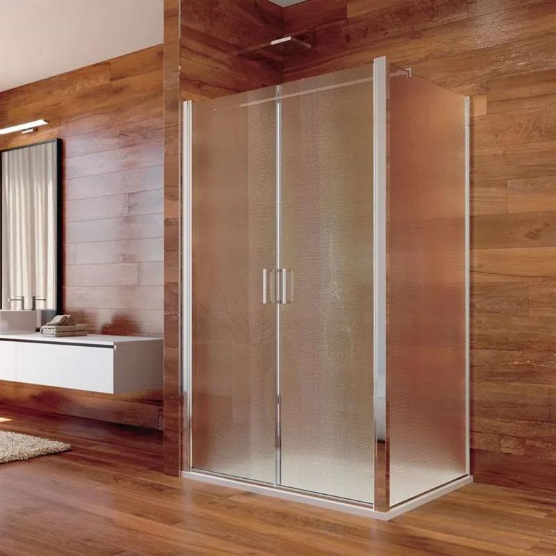 Mereo Lima, sprchovací kút 800x1200 cm, obdĺžnik, lietacie dvere a pevný diel, chróm ALU, sklo Point, MER-CK88512K