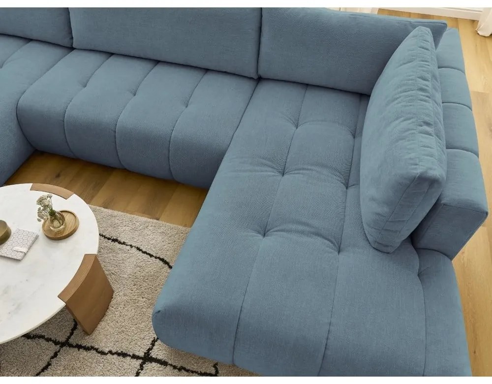 Modrá rozkladacia/s úložným priestorom rohová pohovka (pravý roh/do tvaru "U") Fuji – Bobochic Paris