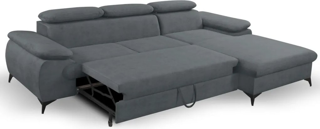 Rohová sedacia súprava Scala, ocelovo šedá látka, pravý roh