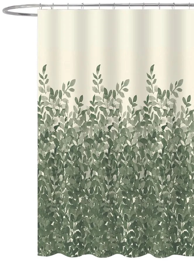 Aqualine Aqualine, Sprchový záves 180x200cm, polyester, zelené listy, ZP012
