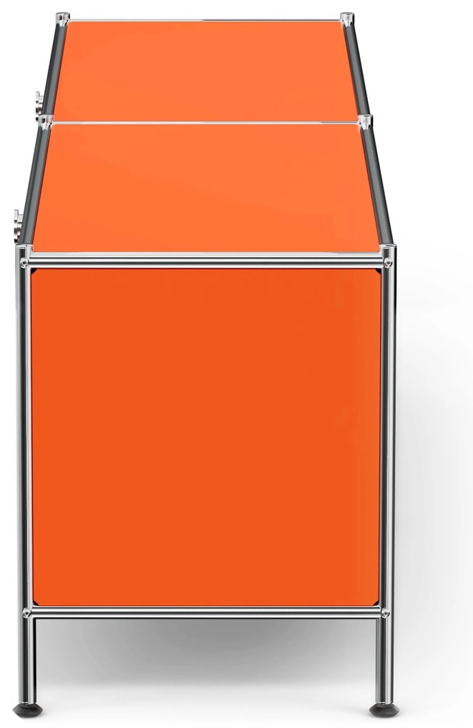 Kovová nízka skrinka »CN3« s výklopnými priehradkami, oranžová