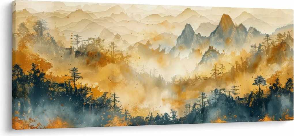 Obraz - Pohorie, akvarel (120x50 cm)
