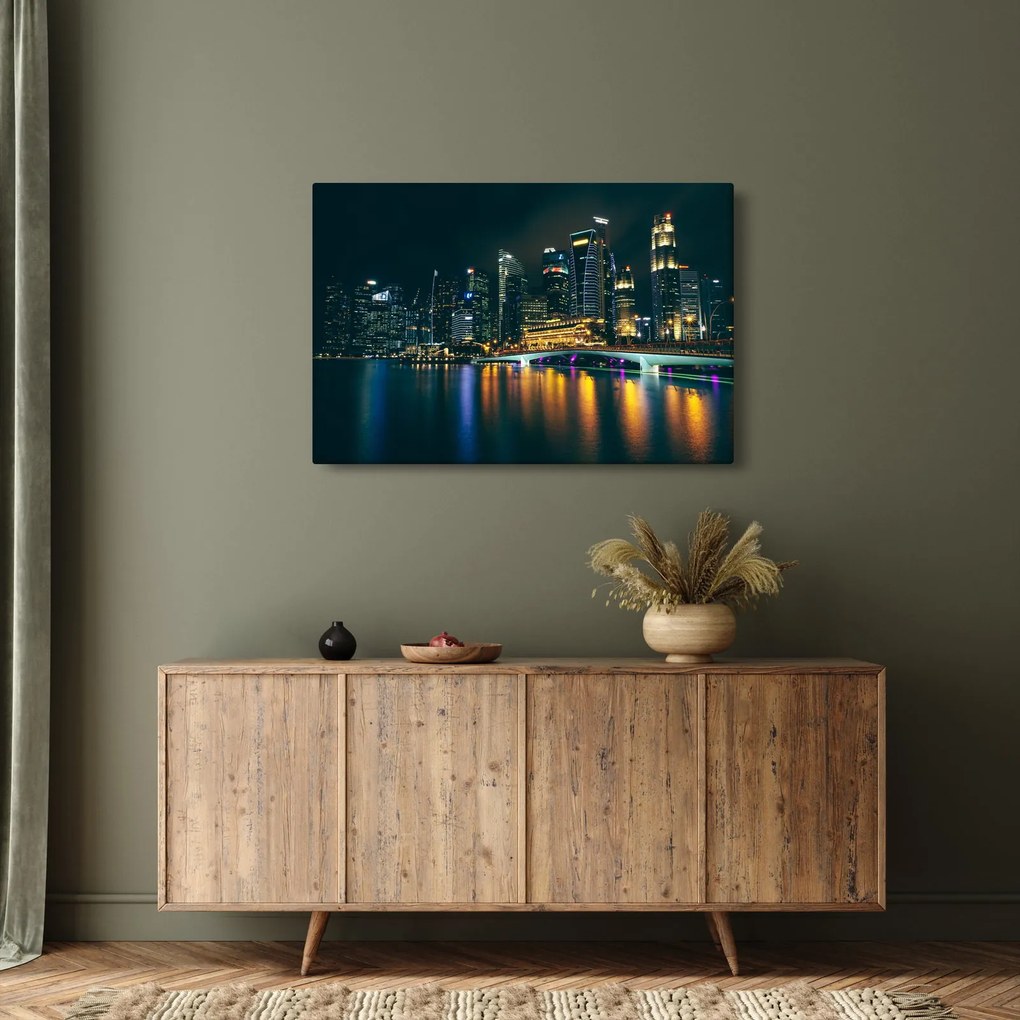 Obraz nočného Singapuru (90x60 cm)