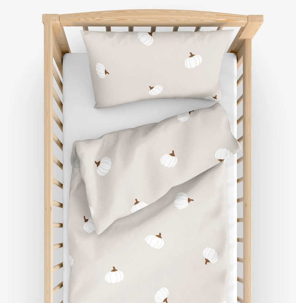 Goldea detské bavlnené obliečky do postieľky - tekvice na krémovom 100 x 135 a 40 x 60 cm