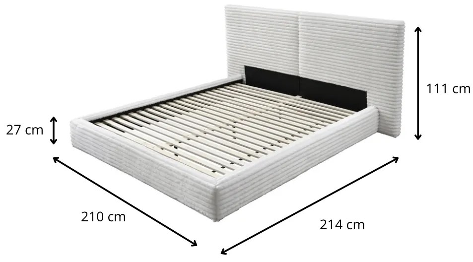 Čalúnená manželská posteľ Madera 160x200 krémová