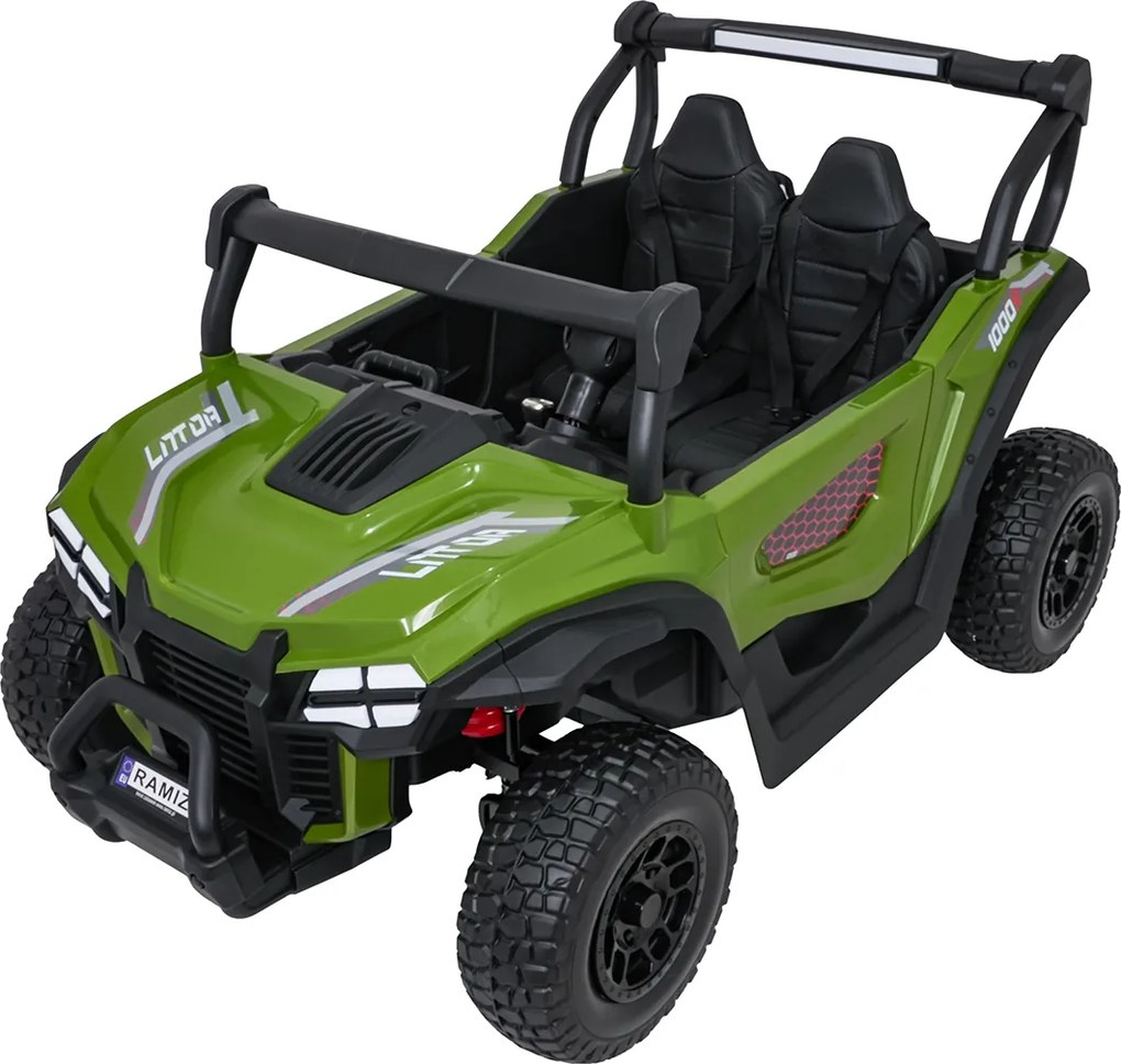 Ramiz Elektrická bugina Gravity pre deti zelená + pohon 4x4 + diaľkové ovládanie