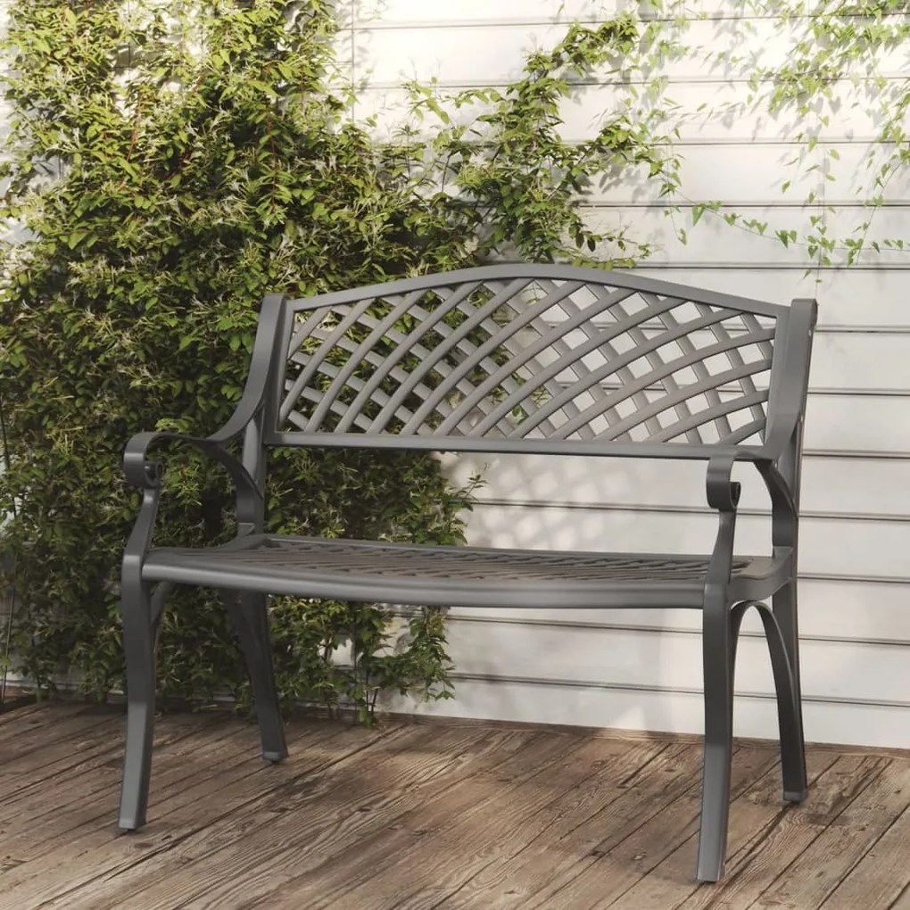 vidaXL Záhradná lavička 102 cm odlievaný hliník čierna