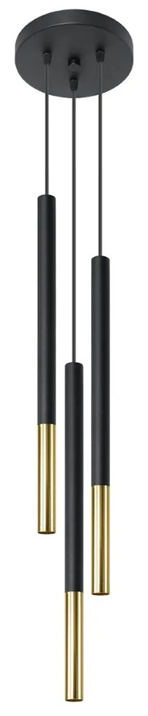 Závesné svietidlo Mozaica, 3x čierne kovové tienidlo, g, o