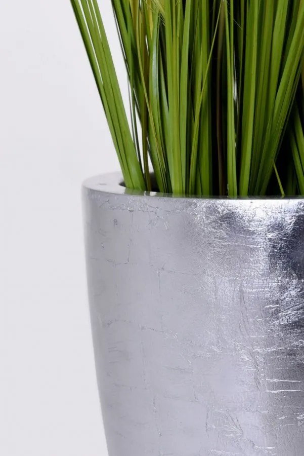 Kvetináč OPALA, sklolaminát, výška 44 cm, strieborný lesk