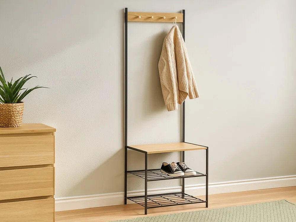 CH Kovový vešiak s policami Oto- čierna