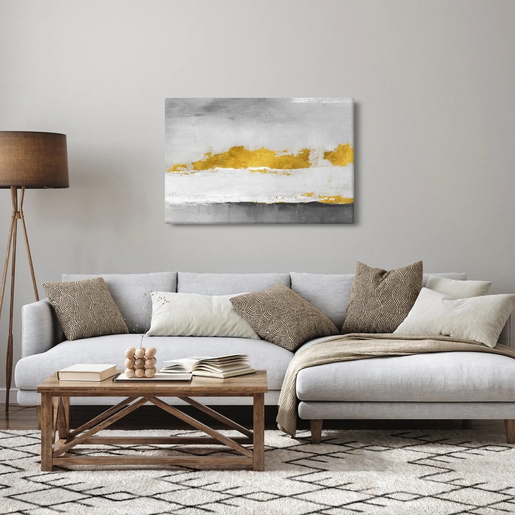 Obraz - Zlaté a šedé ťahy (90x60 cm)