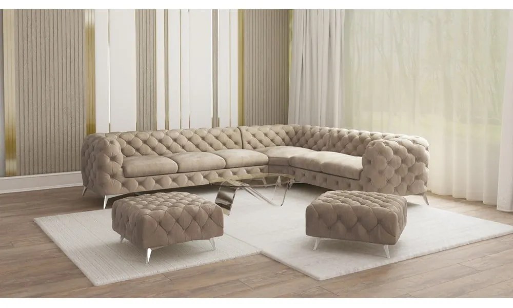 Sivobéžová zamatová podnožka Chelsea – Ropez