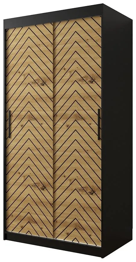 Skriňa Jodełka 1 100 čierna/dub Artisan/čierna