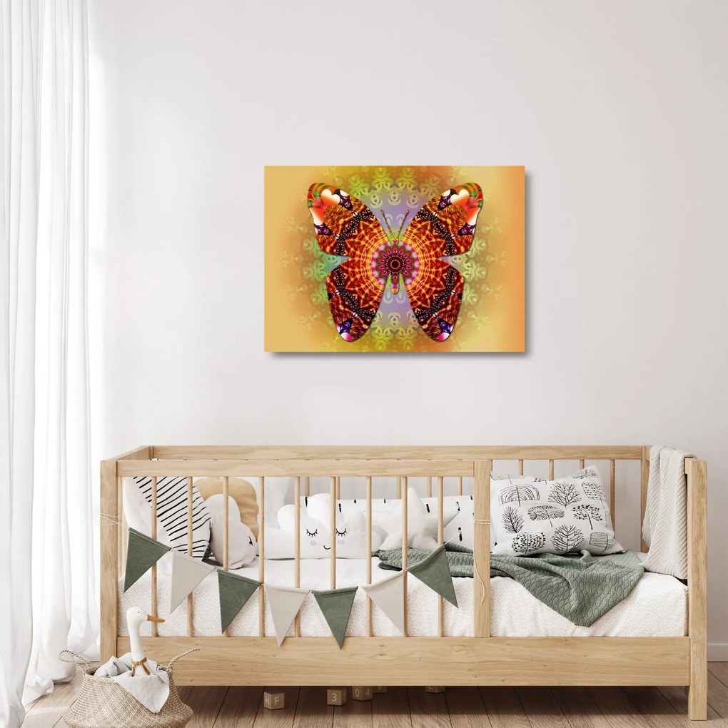 Sklenený obraz - Etno motýľ (70x50 cm)