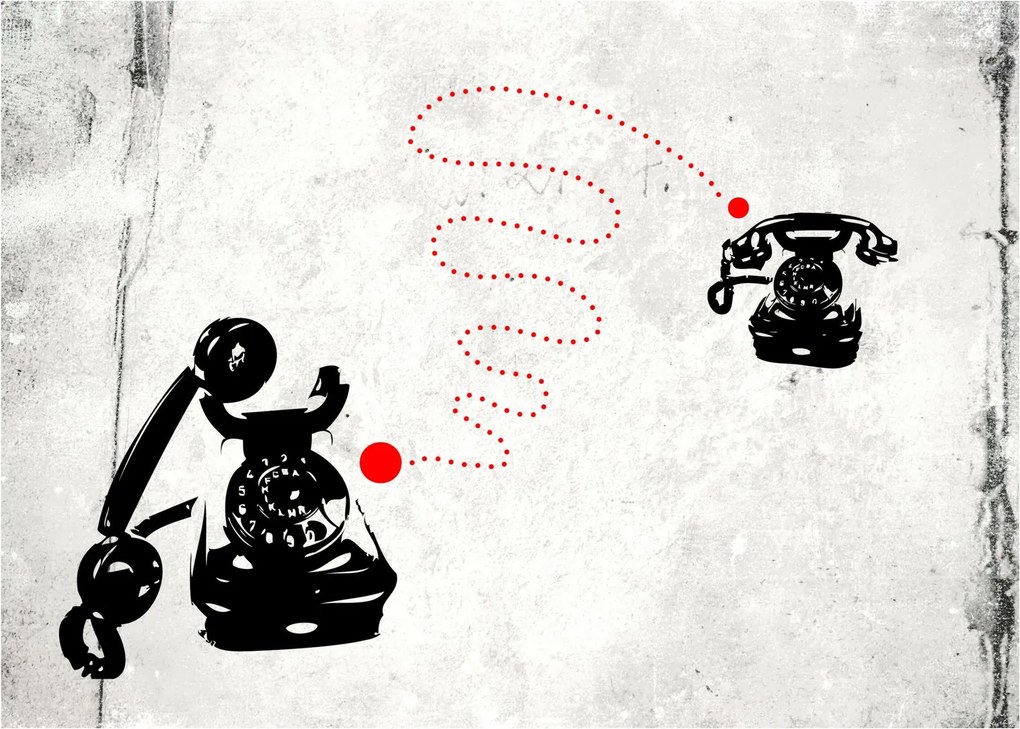 Obraz - Kresba telefónu na štýl Banksyho (70x50 cm)