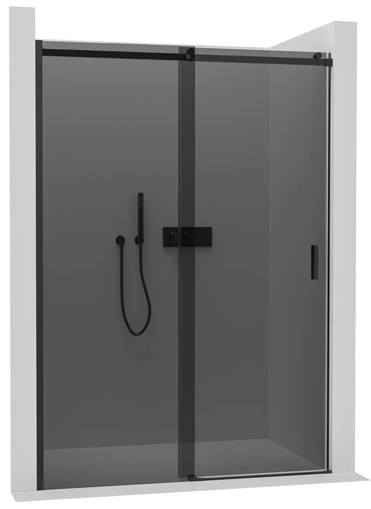 Cerano Santoro, sprchové posuvné dvere 100x195 cm, 6mm šedé sklo, čierny profil, CER-CER-424945