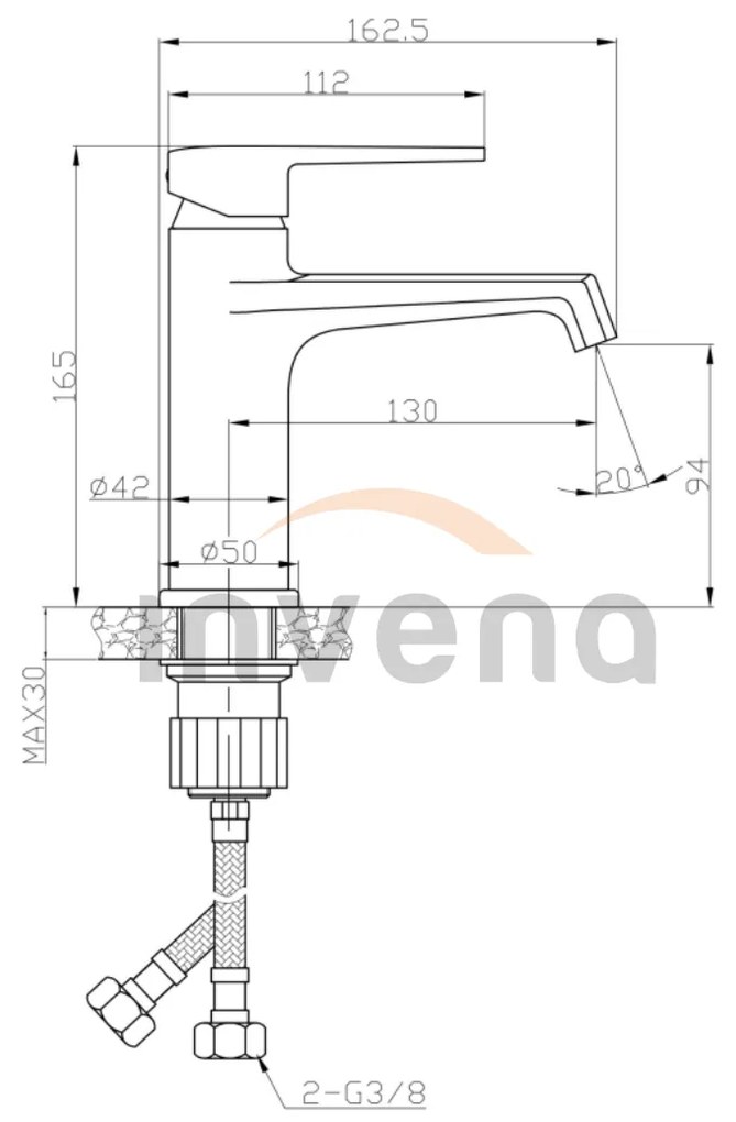 Invena Fira, stojanková umývadlová batéria, čierna matná, INV-BU-71-004-V