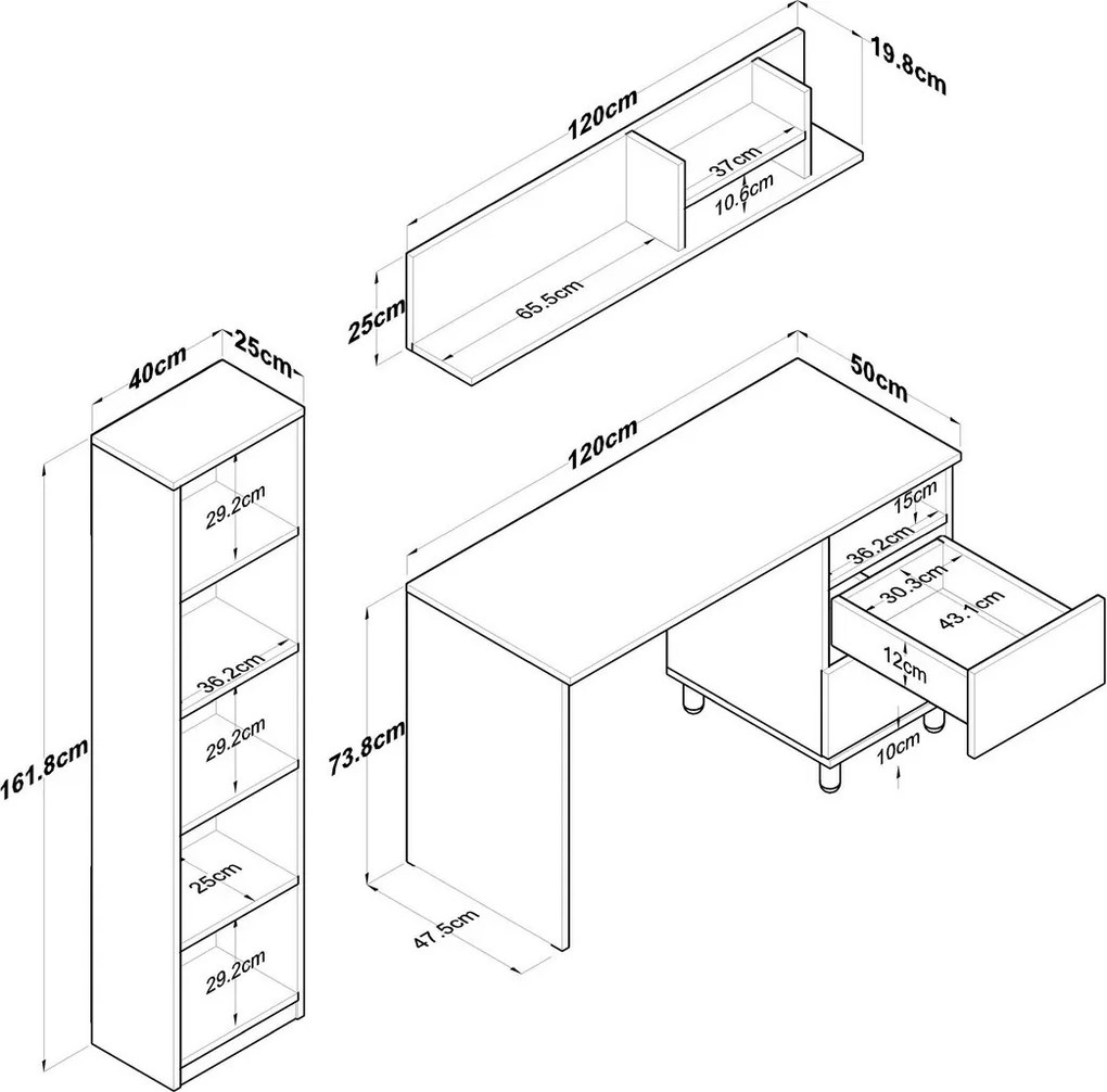 Pracovný stôl Hap Walnut and White