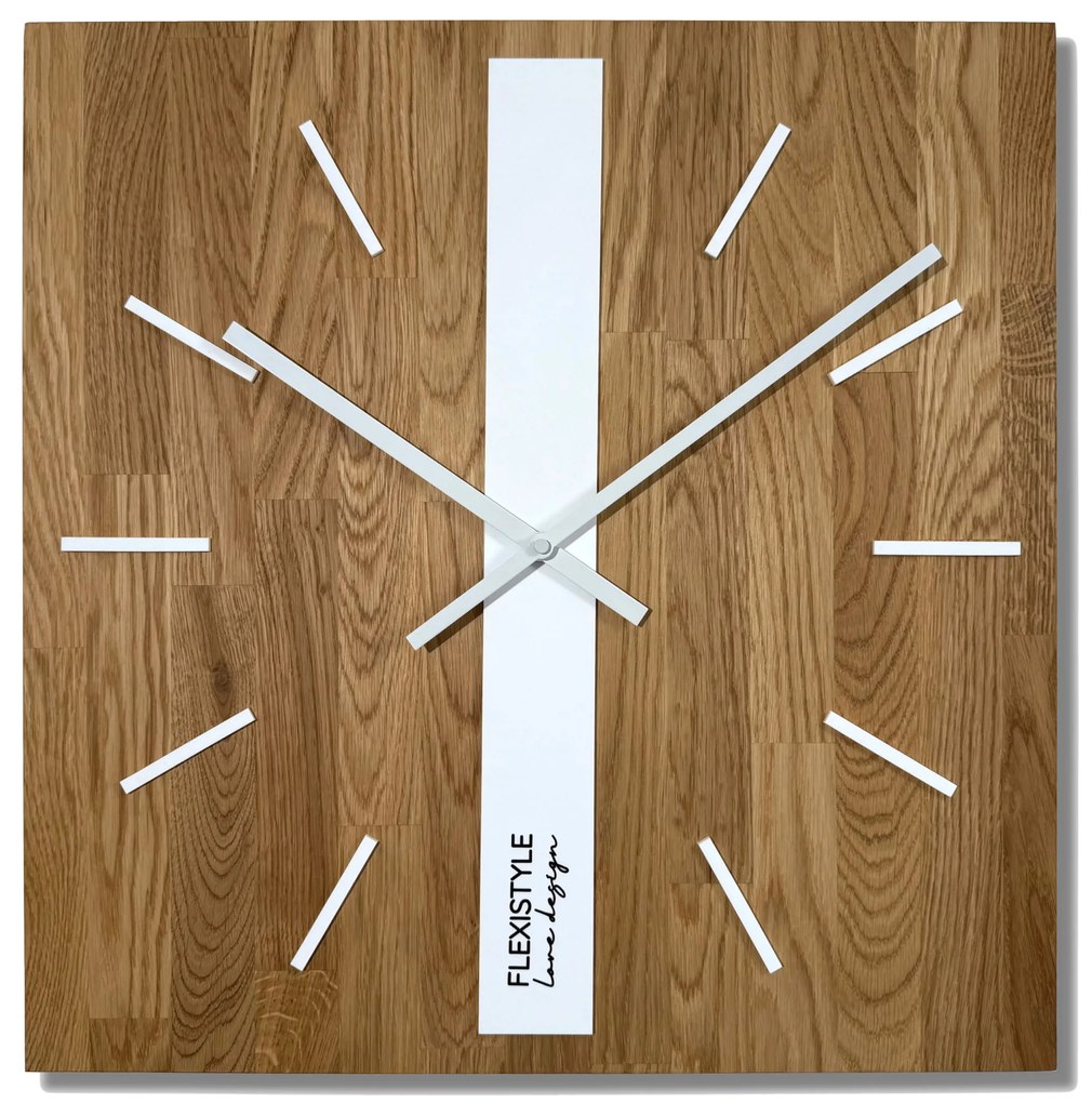 Dekorstudio Elegantné drevené hodiny DUB klasik SQ 50cm - biele