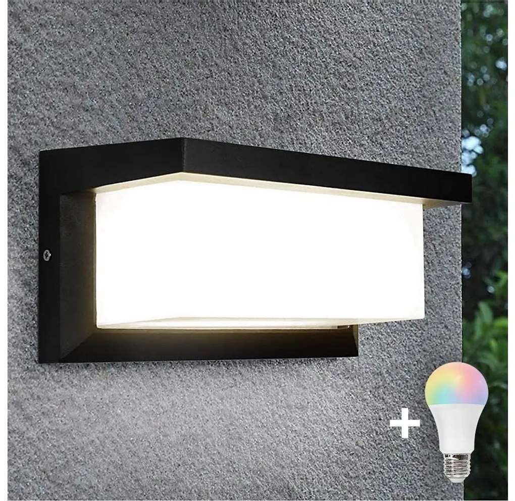 LED RGBW stmievateľné vonkajšie nástenné svietidlo NEELY 1xE27/9W/230V IP54 čierne