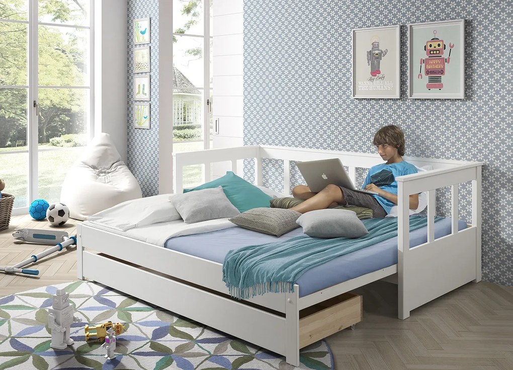 Detská rozkladacia posteľ sa chrbtom Pino - biela len úložný priestor