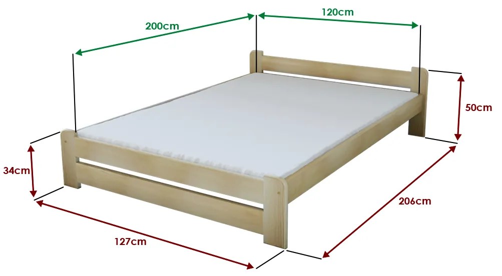 Posteľ Emily 120 x 200 cm, borovica Rošt: S latkovým roštom, Matrac: Matrac COCO MAXI 20 cm