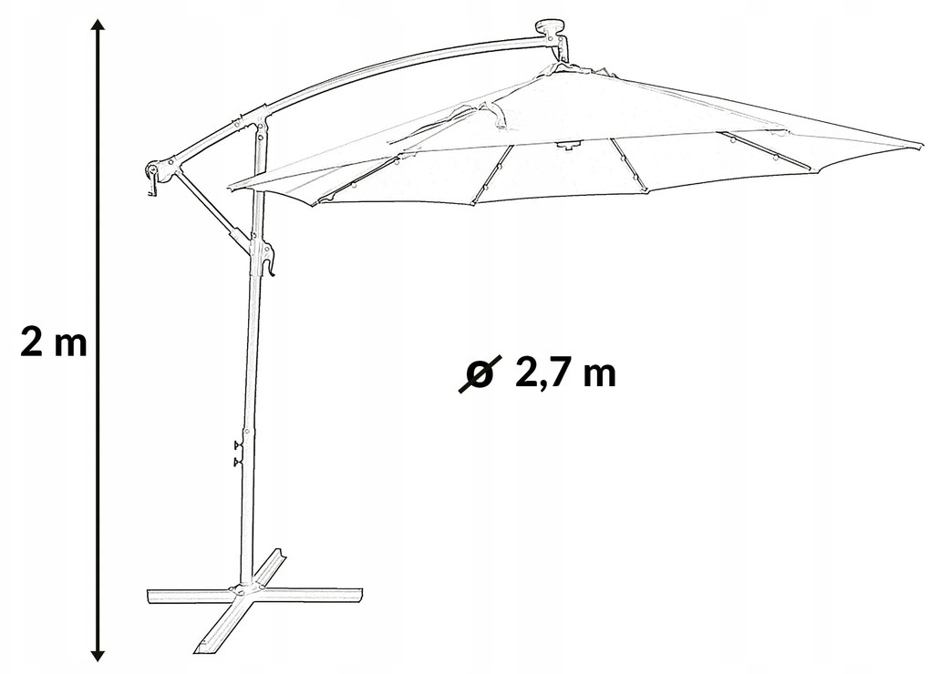 Dekorstudio Záhradný slnečník s LED osvetlením - 270 cm - béžový