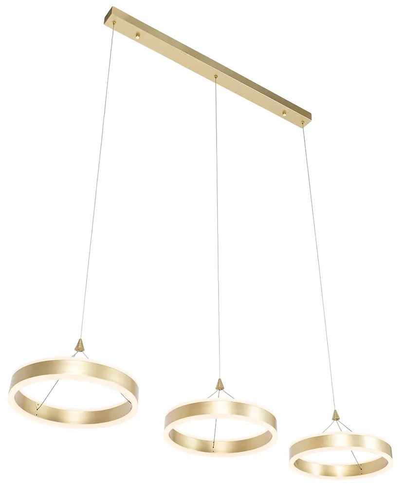 Závesné svietidlo mosadzné obdĺžnikové vrátane LED 3-stupňový stmievač 3-svetlo - Lyani