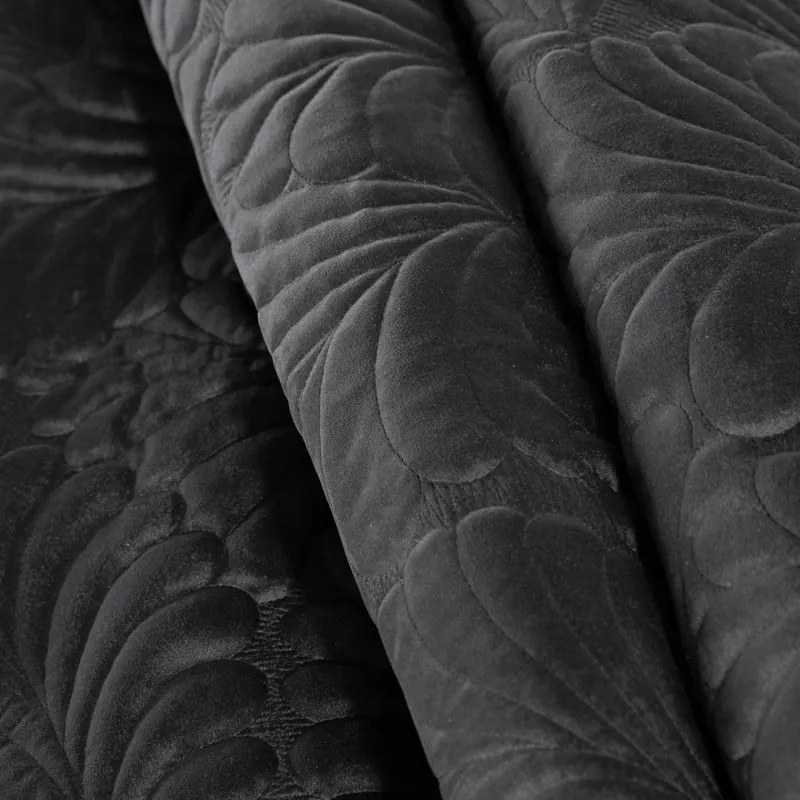 EUROFIRANY Zamatový prehoz, šitý niťou 170 cm x 210 cm čierna 100 % polyester Rozmery textílií: 170 cm x 210 cm