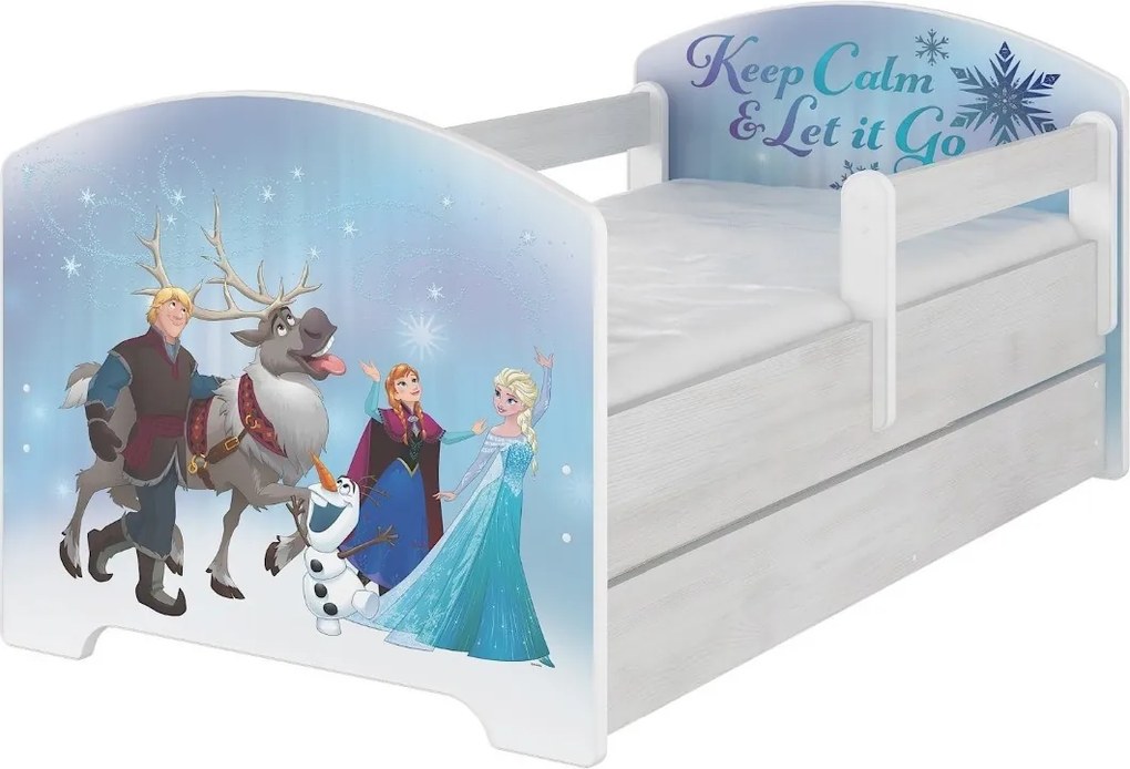 MAXMAX Detská posteľ so zásuvkou Disney - ĽADOVÉ KRÁĽOVSTVO 140x70 cm
