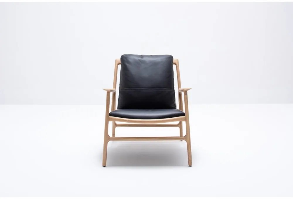 Kožené kreslo v čierno-prírodnej farbe Dedo - Gazzda