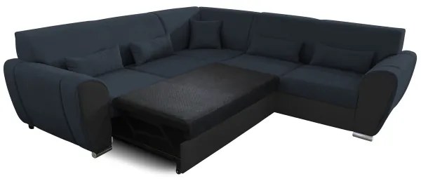 Rozkladacia rohová sedacia súprava do tvaru L VISEU, pravé prevedenie, antracit/čierna