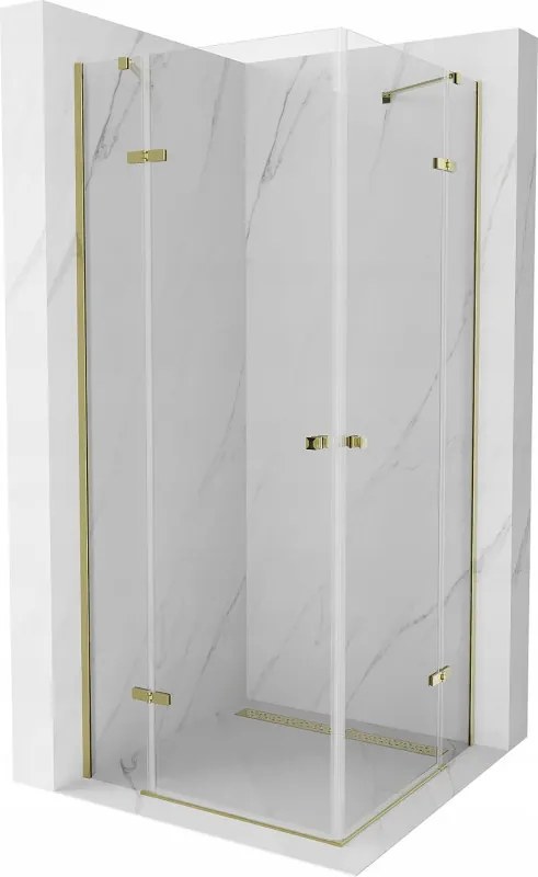 Mexen Roma Duo, sprchovací kút 80 (dvere) x 80 (dvere) cm, 6mm číre sklo, zlatý profil, 854-080-080-50-00-02