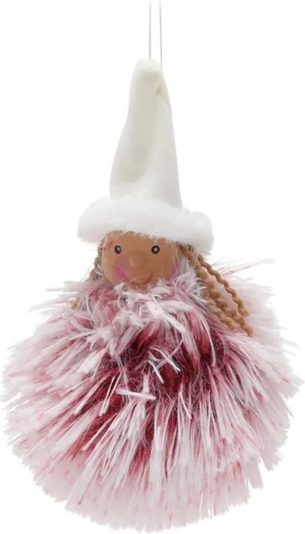 Závesný anjelik s ružovými strapcami 16 cm
