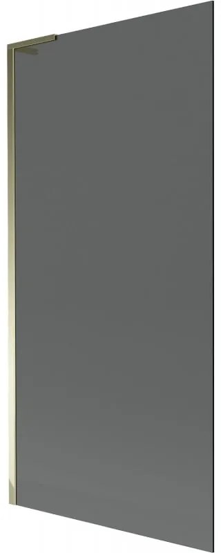 Mexen Next L, 1-krídlová vaňová zástena 90 x 150 cm, 6mm šedé sklo, zlatý lesklý profil, 895-090-000-03-40-50