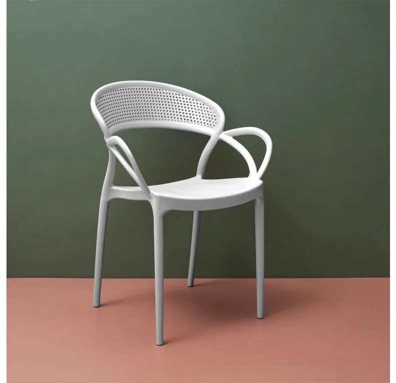 Biely balkónový set s čiernym stolíkom GOREN